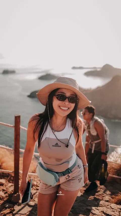 Hiking the Padar Island trail on a Sailing Komodo tour