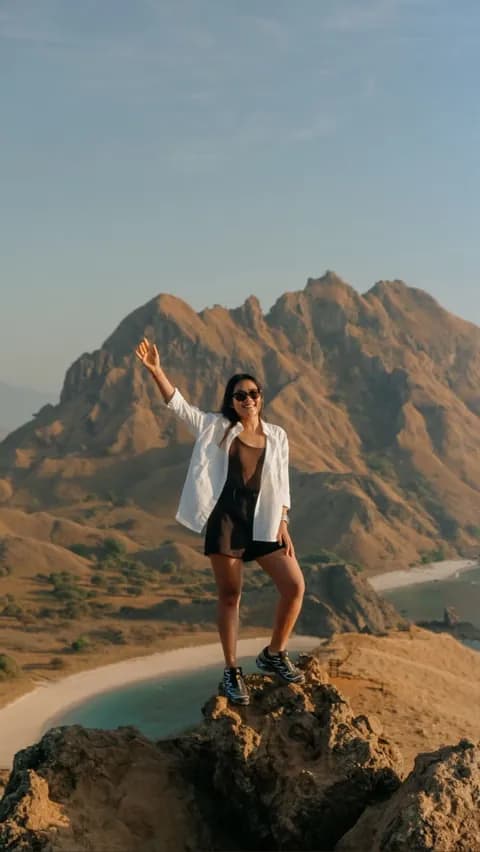 Padar Island's iconic three-bay viewpoint on a Sailing Komodo tour