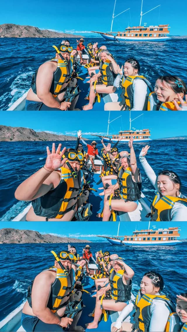 Snorkeling group heading out on a tender boat